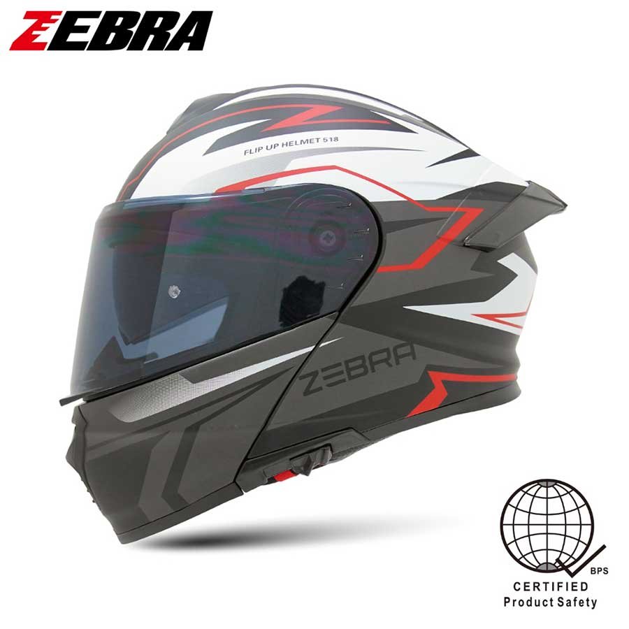 Zebra Helmet Modular A113 Ritzy Cyclone Matte Black Red