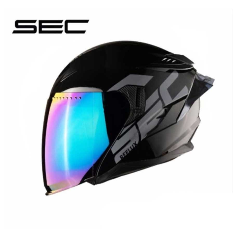 SEC Helmet Half Face Reflux Brand Matte Black Grey
