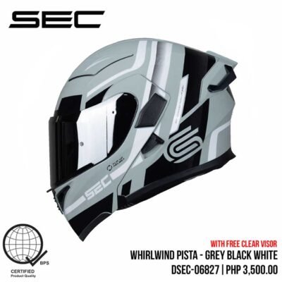 SEC Helmet Modular Whirlwind Pista Matte Grey Black White