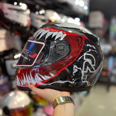 HNJ Helmet Full Face 902 Clear #20 Marvel Black Red